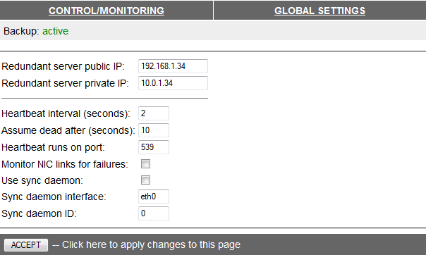 LVS Load Balancer Backup Server