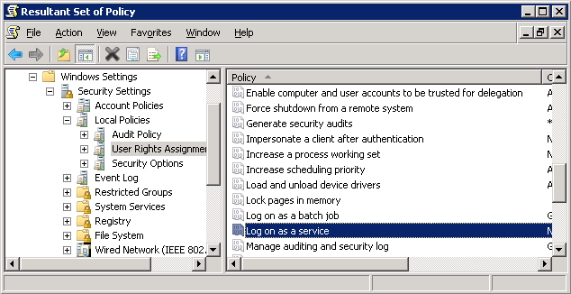 Log on as a service policy